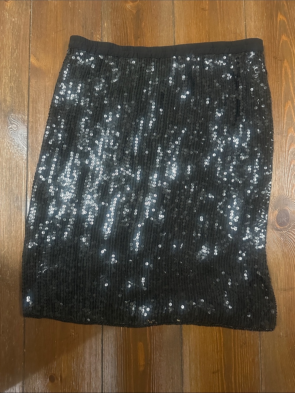 Vintage Women's Black Sequin Pencil Skirt